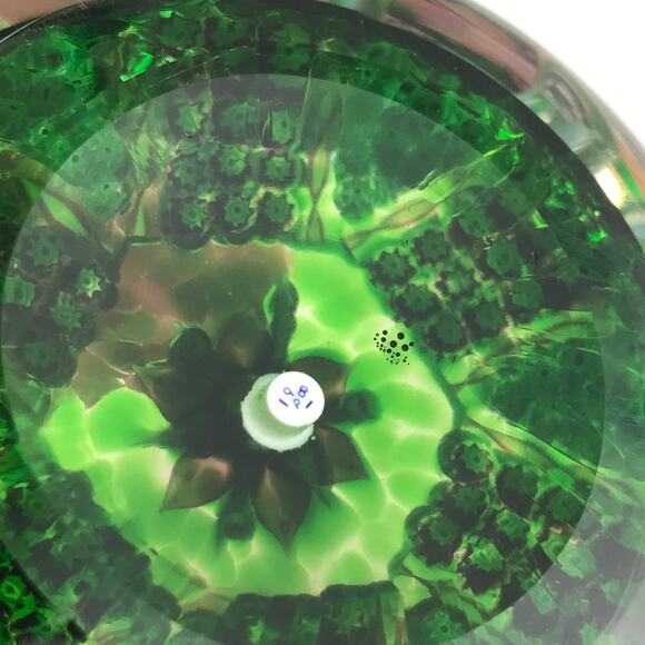 Perthshire 1981B Faceted Lampwork Flower and Millefiori Panel Twist Paperweight - Picture 13 of 14